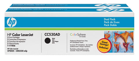 HP 304A (CC530AD) Black 2-pack Original LaserJet Toner Cartridges (2 x 3500 Yield)