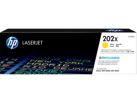HP 202X (CF502X) High Yield Yellow Original LaserJet Toner Cartridge (2500 Yield)