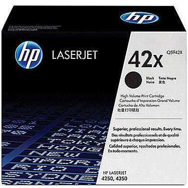 HP 42X (Q5942X) Black Original LaserJet Toner Cartridge (20000 Yield), for HP LASERJET 4200, 4250, 4300, 4350, 4345