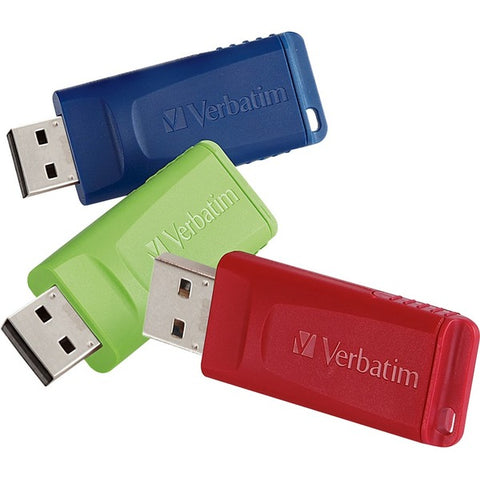 Verbatim America, LLC Verbatim Store 'n' Go - USB flash drive - 4 GB - USB 2.0 - blue, red, green (pack of 3)