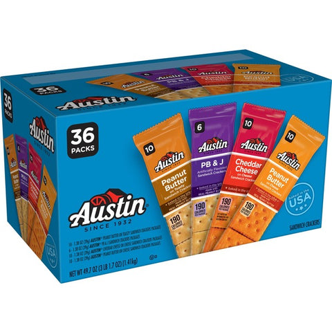 Kellogg NA Co. Sandwich Crackers, Variety Pack, 49.7oz Box (36 Count)