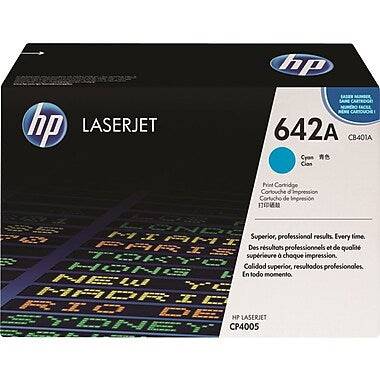 HP 642A (CB401A) Color LaserJet CP4005 Cyan Original LaserJet Toner Cartridge (7500 Yield)