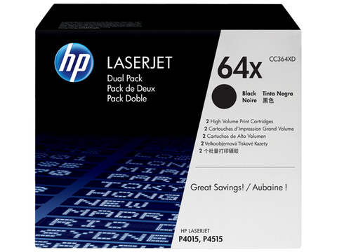 HP 64X (CC364XD) Black High Yield 2-pack Original LaserJet Toner Cartridges (2 x 24000 Yield)