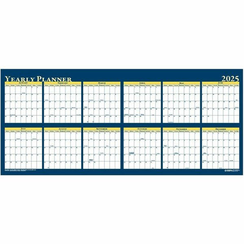 House of Doolittle Laminated Wipe Off Wall Calendar Yearly Reversible 60 x 26 Inches