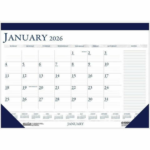 House of Doolittle Monthly Desk Pad Calendar Classic With Notes Section 18-1/2 x 13 Inches