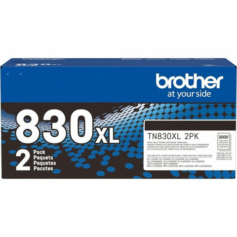 Brother TN830XL 2PK High Yield Black Toner Cartridge Twin-Pack