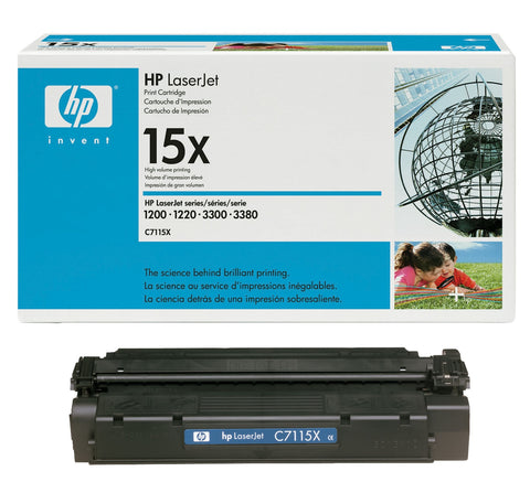 HP 15X (C7115X) Black Original LaserJet Toner Cartridge (3500 Yield)