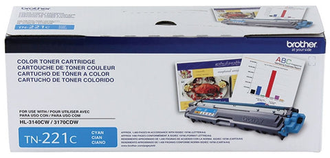 Brother OEM Brother  (TN221C) Toner Cartridge, Cyan, 1.4K Yield