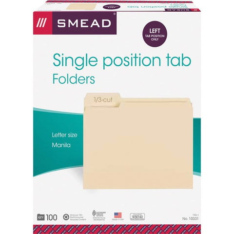 Smead Manufacturing Company 1/3 Cut Manila File Folders