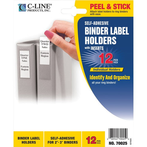 C-Line Products, Inc Self-Adhesive Binder Labels, 2-3 inch binders, 1 3/4 x 3 1/4, 12/PK, 70025