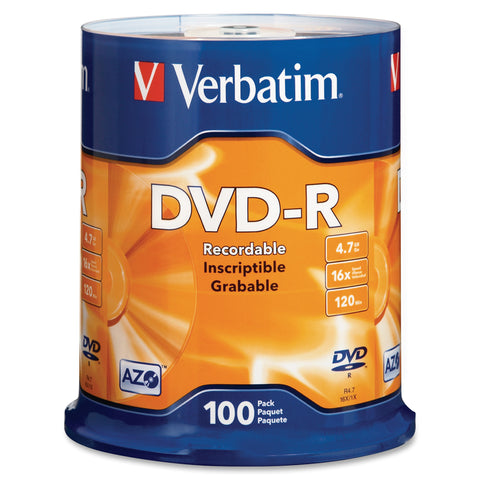 Verbatim America, LLC DVD-R (4.7 GB) (16x) Branded (Pk=100/Spindle)