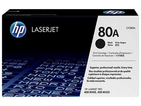 HP 80A (CF280A) LaserJet Pro 400 M401 400 MFP M425 Black Original LaserJet Toner Cartridge (2700 Yield)