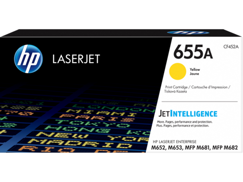 HP 655A (CF452A) Color LaserJet Enterprise M652 M653 M681 M682 Yellow Original LaserJet Toner Cartridge (10500 Yield)