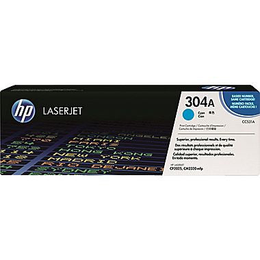 HP 304A (CC531A) Color LaserJet CM2320 MFP CP2025 Cyan Original LaserJet Toner Cartridge (2800 Yield)