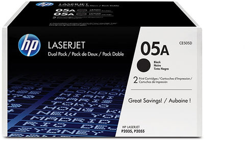 HP 05A (CE505D) LaserJet P2035 P2050 P2055 2-Pack Black Original LaserJet Toner Cartridges (2 x 2300 Yield)