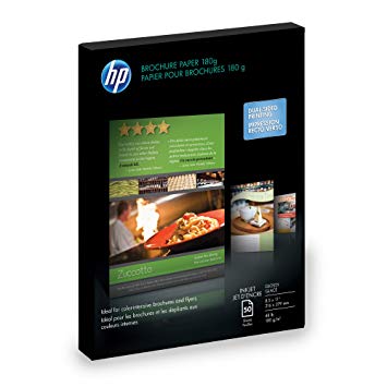 HP Inkjet Brochure Paper 180g 48# Glossy 98 Bright (8.5" x 11") (Two Sided) (50 Sheets/Pkg)