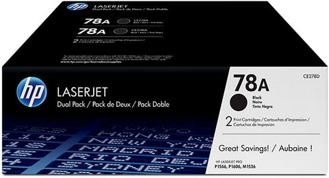 HP 78A (CE278D) Black 2-pack Original LaserJet Toner Cartridges (2 x 2100 Yield)